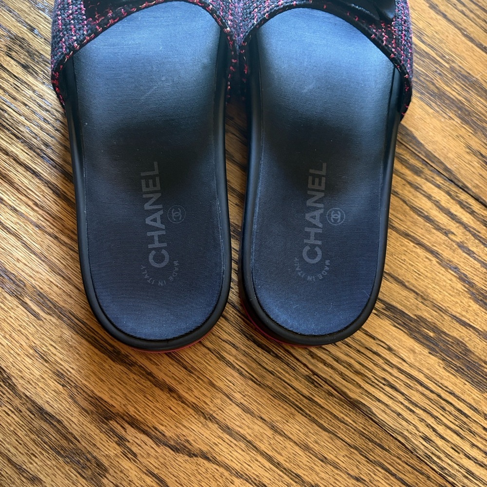 Chanel Camelia Tweed Slides 38 - Picture 2 of 5